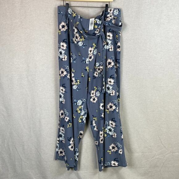 Torrid Women Wide Leg Palazzo Pants Size 4X Floral Tie Front Belt Boho Bloomcore - Picture 1 of 13